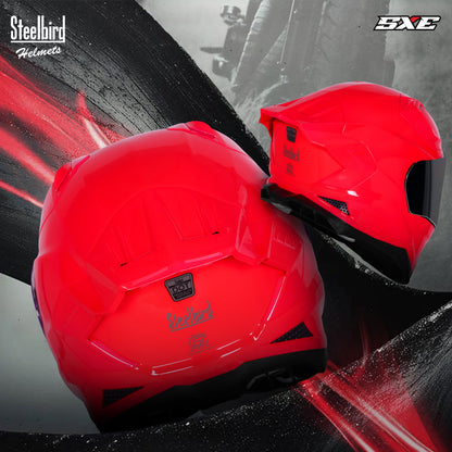 Steelbird SBH-61 SXE ISI and Dot Certified Full Face Helmet for Men with Inner Silver Sunshield . Clear With Chrome Visor.