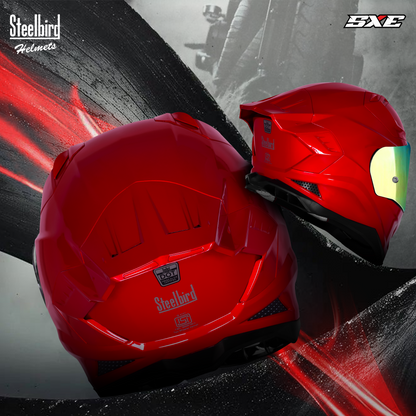 Steelbird SBH-61 SXE TPE Edition ISI and Dot Certified Full Face Helmet for Men with Inner Silver Sunshield . Clear With Chrome Visor.