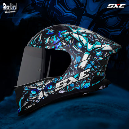 Steelbird SBH-61 SXE X1 Pinlock ISI and Dot Certified Full Face Helmet for Men with Inner Silver Sunshield .Anti Fog Visor.