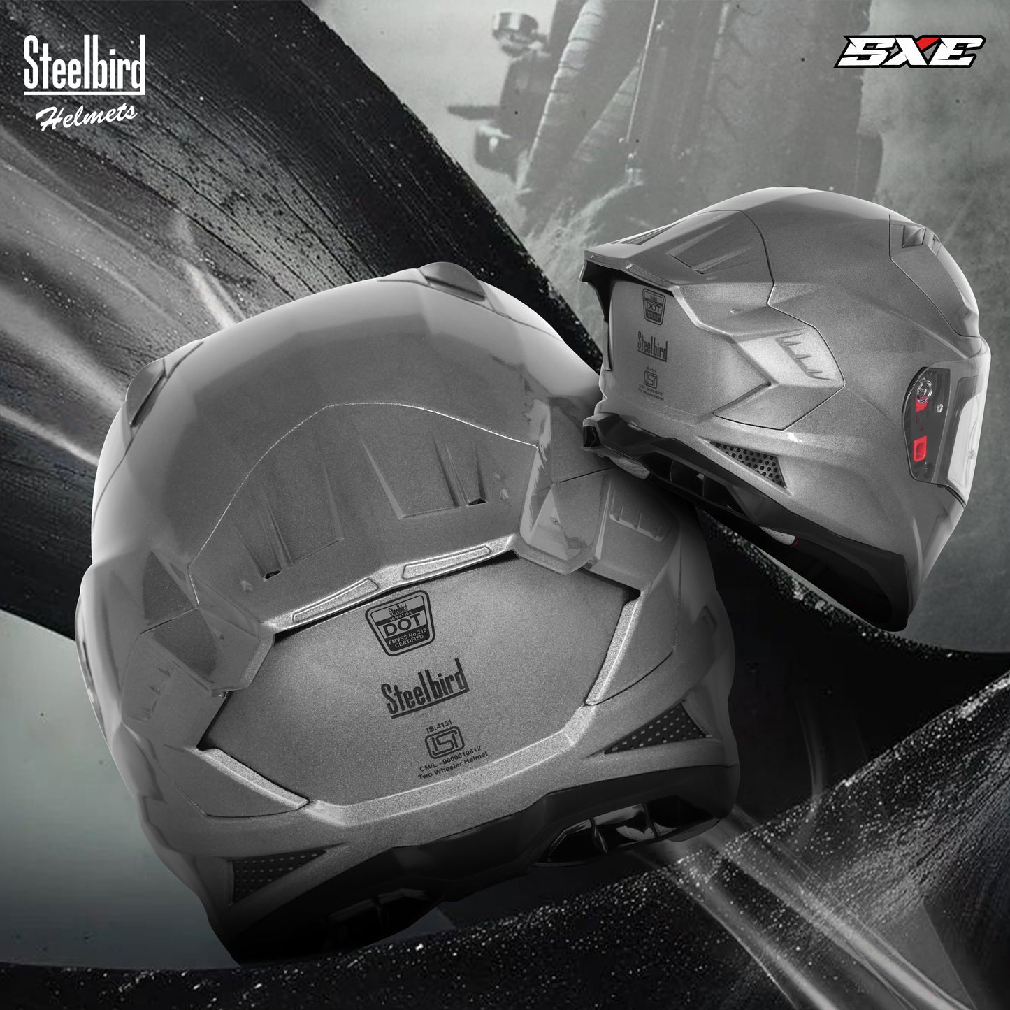 Steelbird SBH-61 SXE  Pinlock ISI and Dot Certified Full Face Helmet for Men with Inner Silver Sunshield . Clear With Anti Fog Shield.