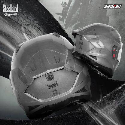 Steelbird SBH-61 SXE  Pinlock ISI and Dot Certified Full Face Helmet for Men with Inner Silver Sunshield . Clear With Anti Fog Shield.
