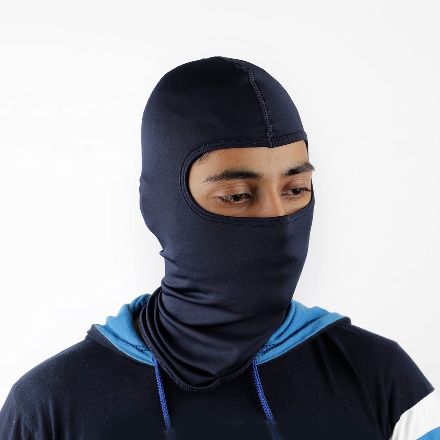 Steelbird Unisex-Adult Soft Lycra Balaclava Most Suitable for Motorcycling, Running, Sports, Head and Face Cover (Navy), Free Size