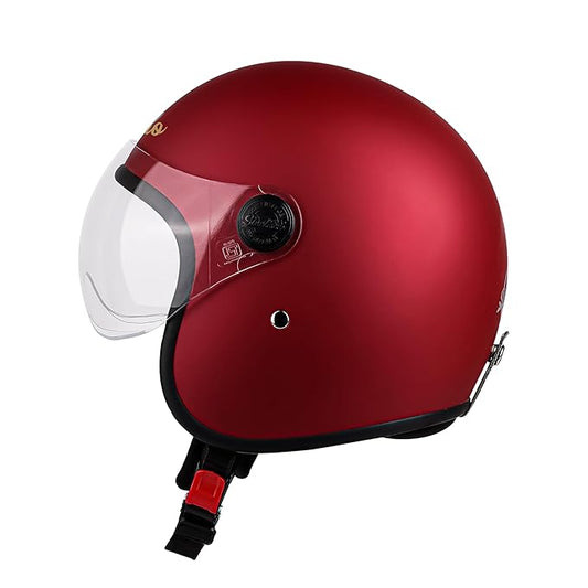 Steelbird SBH-56 Retro Steelbird SBH-56 Retro ISI Certified Open Face Helmet for Men and Women (Matt Maroon).