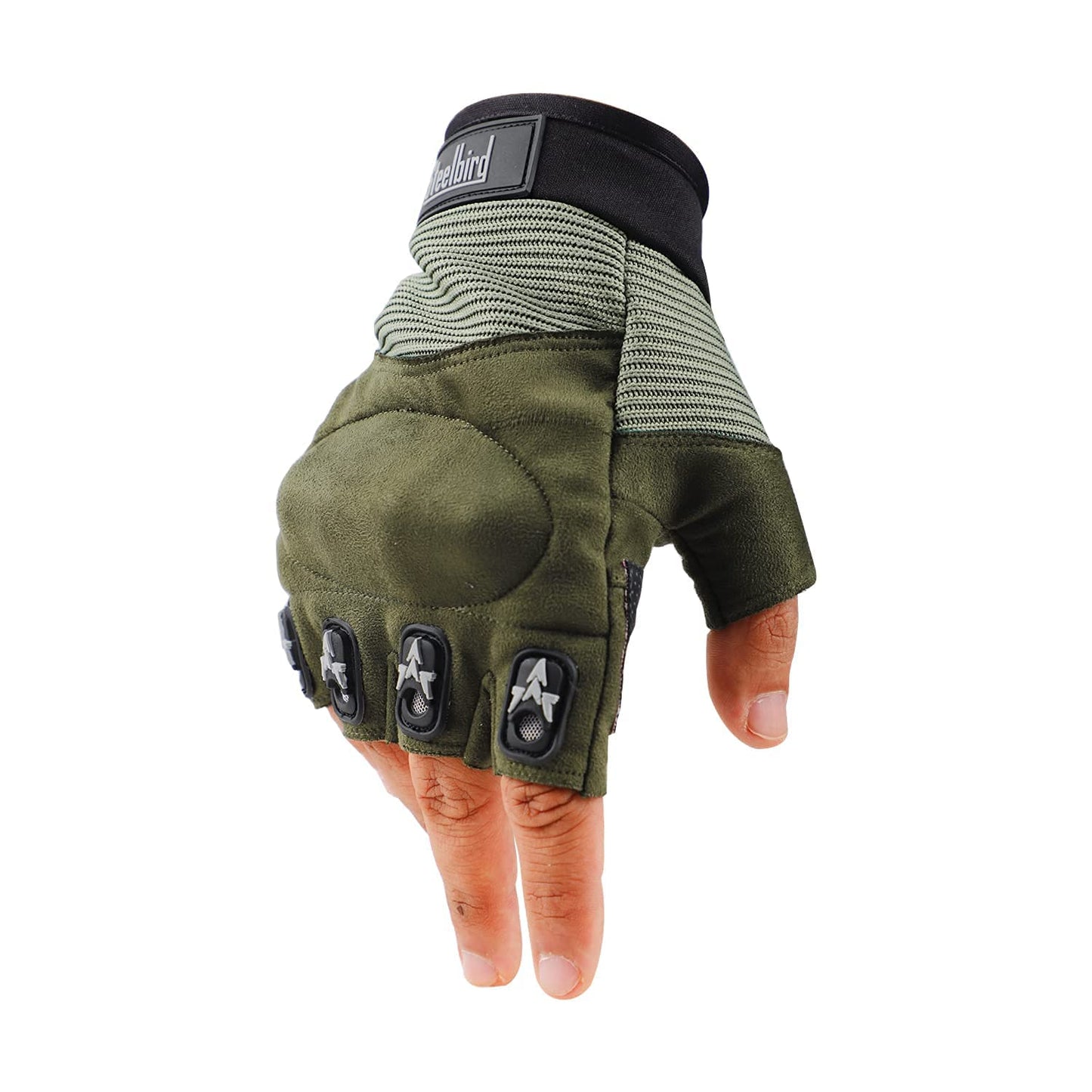 Steelbird Polyester Half Finger Bike Riding Gloves, Protective Off-Road Motorbike Racing Gloves .