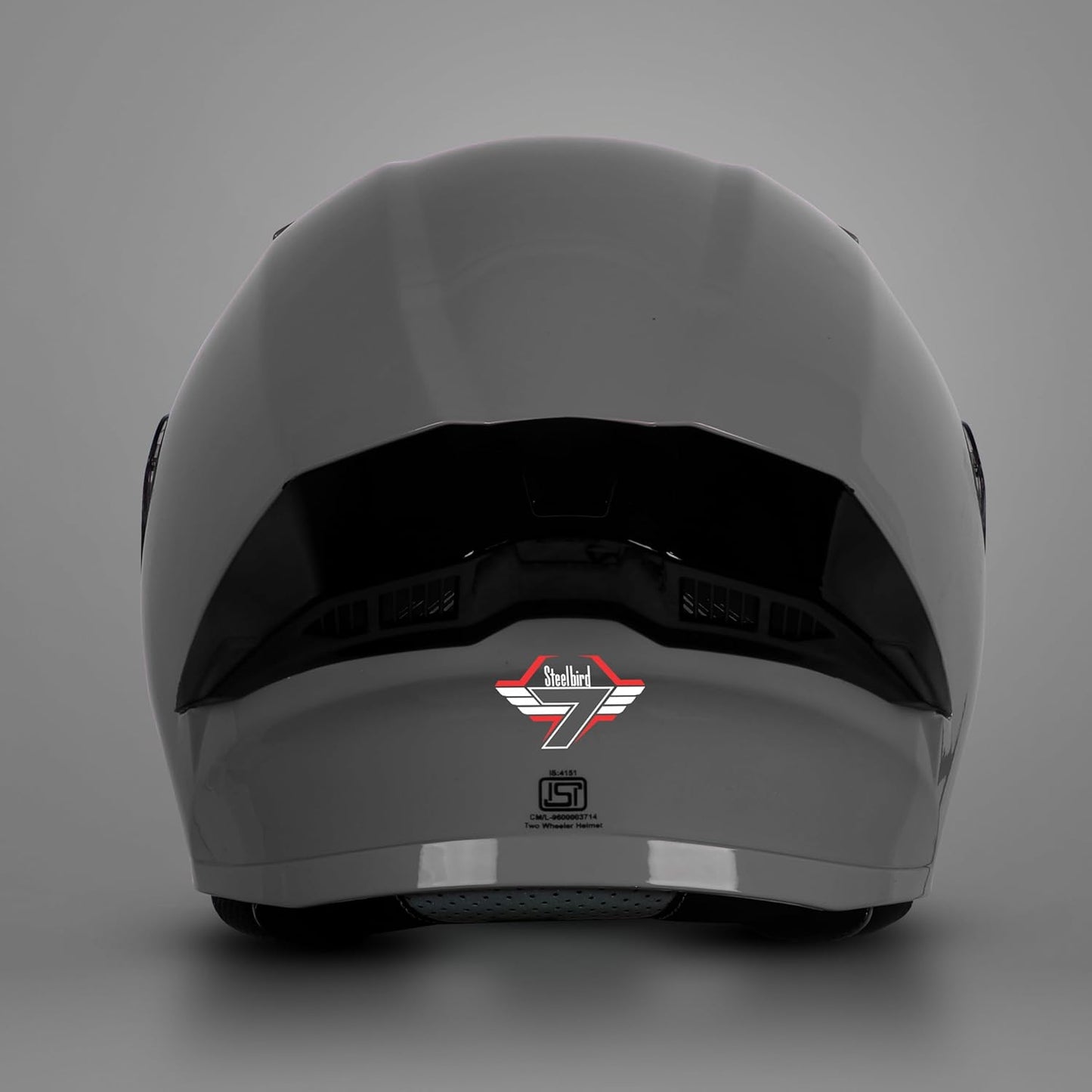 Steelbird SBA-20 7Wings ISI Certified Flip-Up Helmet with Black Spoiler for Men and Women with Inner Smoke Sun Shield (Glossy Grey with Smoke Visor).