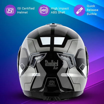 Steelbird SBA-7 Huracan ISI Certified Flip-Up Helmet for Men and Women with Inner Sun Shield.