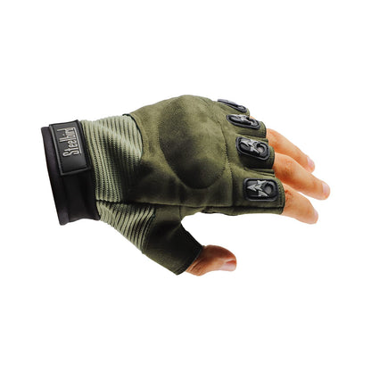 Steelbird Polyester Half Finger Bike Riding Gloves, Protective Off-Road Motorbike Racing Gloves .