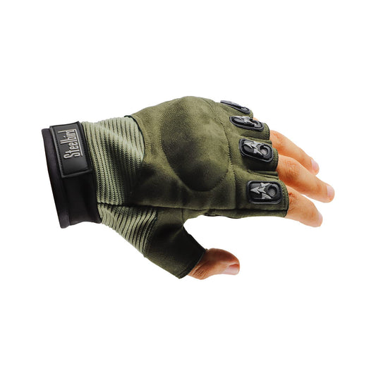 Steelbird Polyester Half Finger Bike Riding Gloves, Protective Off-Road Motorbike Racing Gloves .