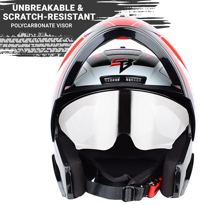Steelbird SBA-7 Huracan ISI Certified Flip-Up Helmet for Men and Women with Inner Sun Shield.