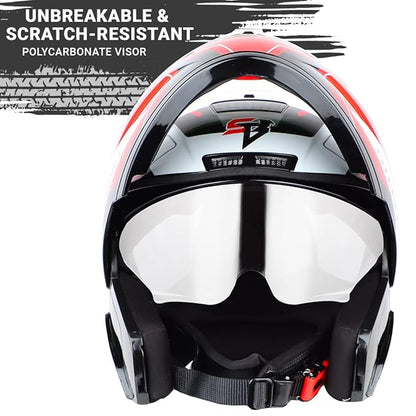 Steelbird SBA-7 Huracan ISI Certified Flip-Up Helmet for Men and Women with Inner Sun Shield.