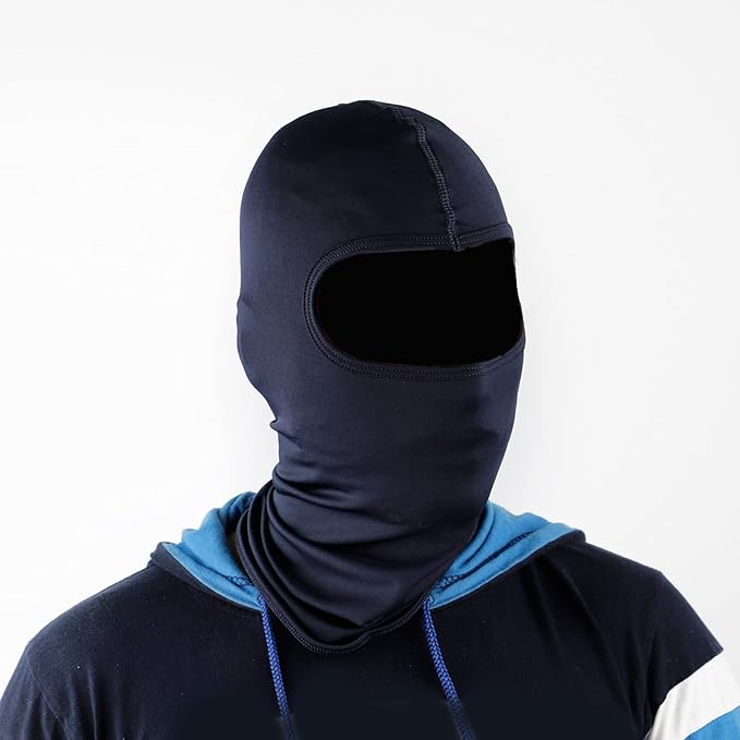 Steelbird Unisex-Adult Soft Lycra Balaclava Most Suitable for Motorcycling, Running, Sports, Head and Face Cover (Navy), Free Size