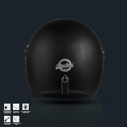 Steelbird SBH-56 Retro Steelbird SBH-56 Retro ISI Certified Open Face Helmet for Men and Women (Matt Black)
