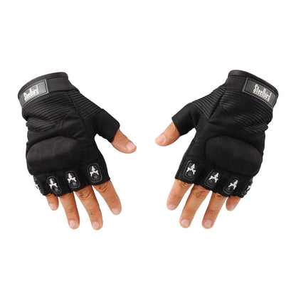 Steelbird Polyester Half Finger Bike Riding Gloves, Protective Off-Road Motorbike Racing Gloves