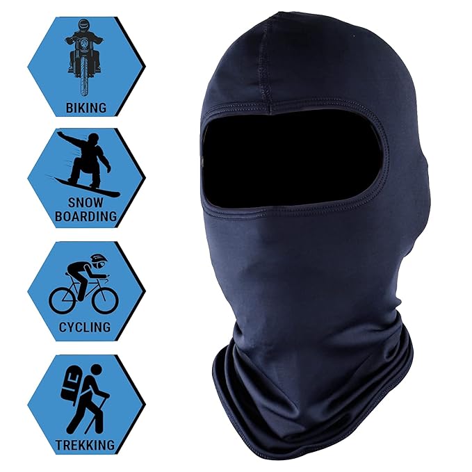 Steelbird Unisex-Adult Soft Lycra Balaclava Most Suitable for Motorcycling, Running, Sports, Head and Face Cover (Navy), Free Size