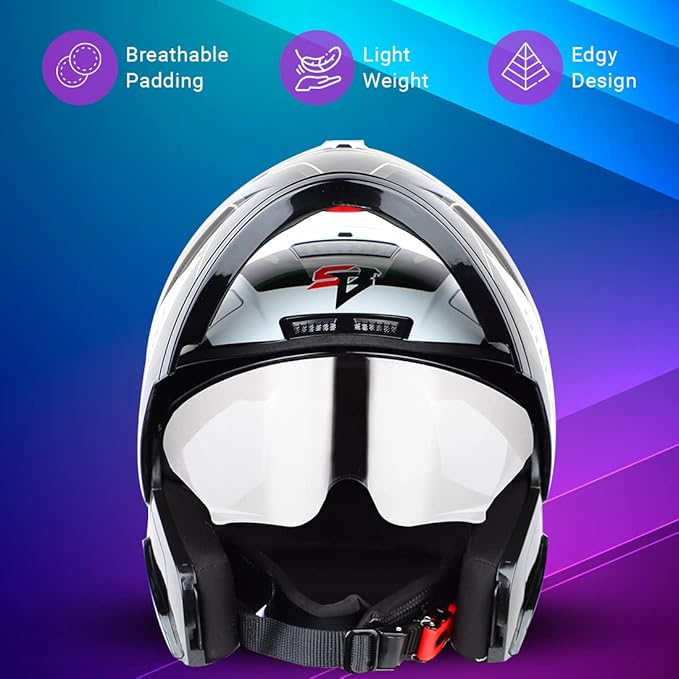 Steelbird SBA-7 Huracan ISI Certified Flip-Up Helmet for Men and Women with Inner Sun Shield.