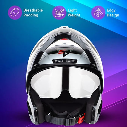 Steelbird SBA-7 Huracan ISI Certified Flip-Up Helmet for Men and Women with Inner Sun Shield.