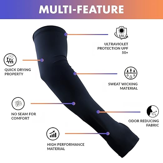 Steelbird Lycra Soft Universal & Unisex Arm Sleeves for Sports, Running, Cricket, Bike Riding, Cycling, Basketball & Breathable.