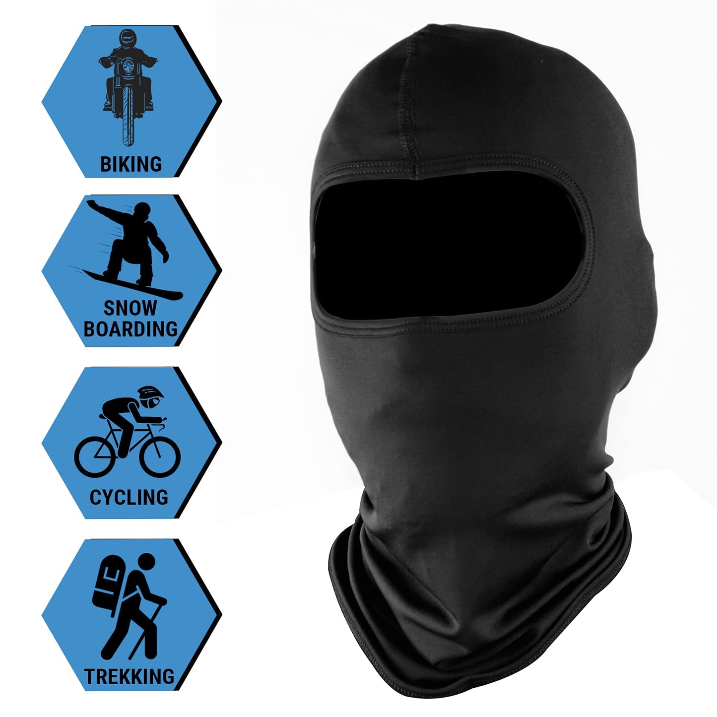 Steelbird Unisex-Adult Soft Lycra Balaclava Most Suitable for Motorcycling, Running, Sports, Head and Face Cover (Black), Free Size