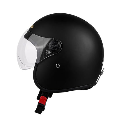 Steelbird SBH-56 Retro Steelbird SBH-56 Retro ISI Certified Open Face Helmet for Men and Women (Matt Black)