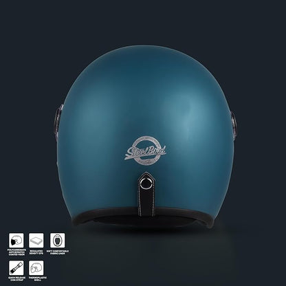 Steelbird SBH-56 Retro Steelbird SBH-56 Retro ISI Certified Open Face Helmet for Men and Women (Matt Squadron Blue).