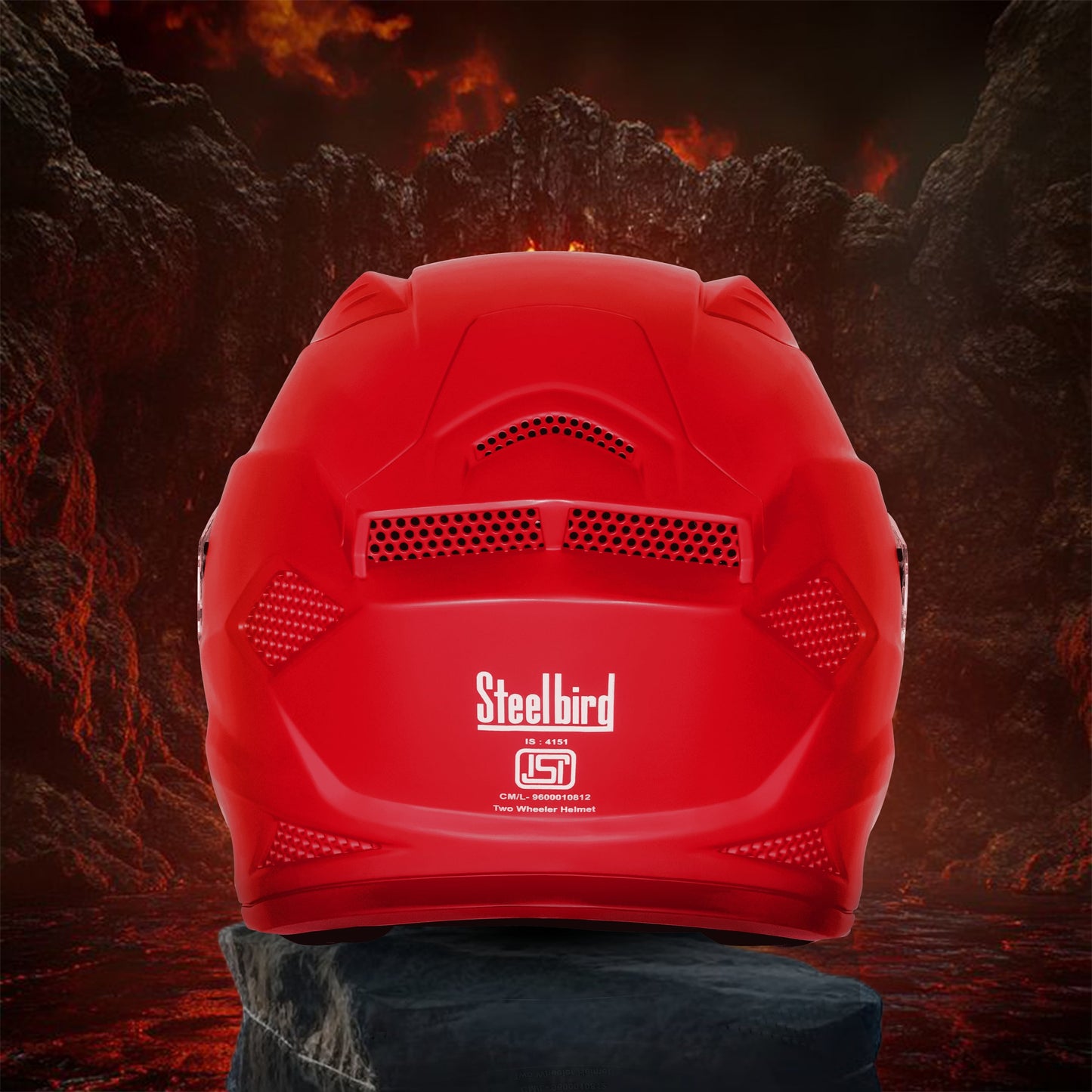 Steelbird SBH-25 Rudra ISI Certified Full Face Helmet for Men and Women Motorbike Helmet  (Glossy Cherry Red)