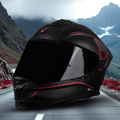 Steelbird SBH-57 Carbon Fighter ISI and DOT Certified Full Face Helmet for Men and Women with Inner Chrome Sun Shield