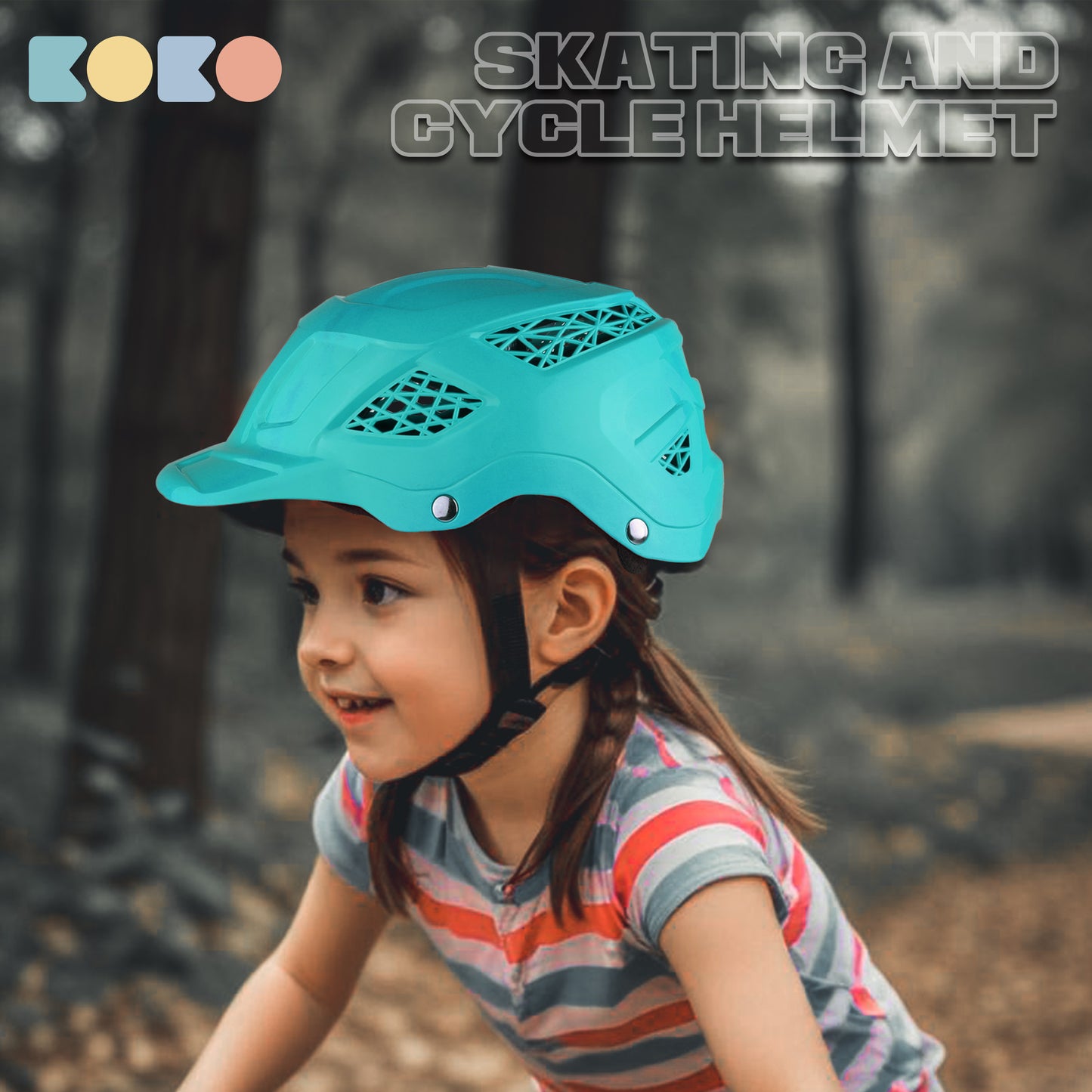 Koko Dragon Kids Skating & Cycling Helmet | Protective Gear for Boys & Girls (Sea Green).