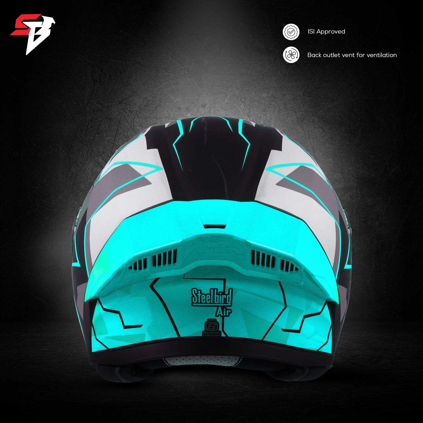 Steelbird SBA-20 09 ISI Certified Flip-Up Graphic Helmet for Men and Women with Inner Chrome Sun Shield. (Glossy Black Jazz Blue with Smoke Visor)