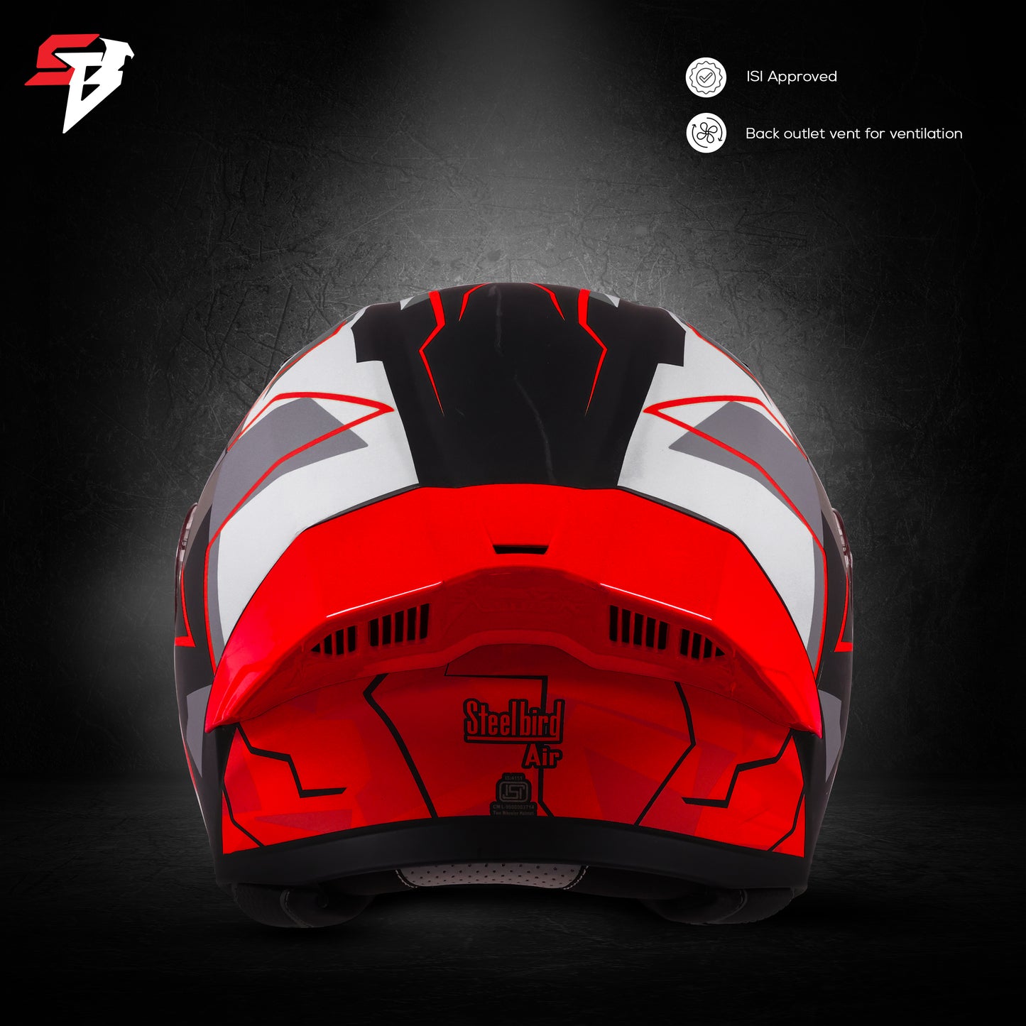 Steelbird SBA-20 02 ISI Certified Flip-Up Graphic Helmet for Men and Women with Inner Chrome Sun Shield .(Glossy Black Red with Smoke Visor)