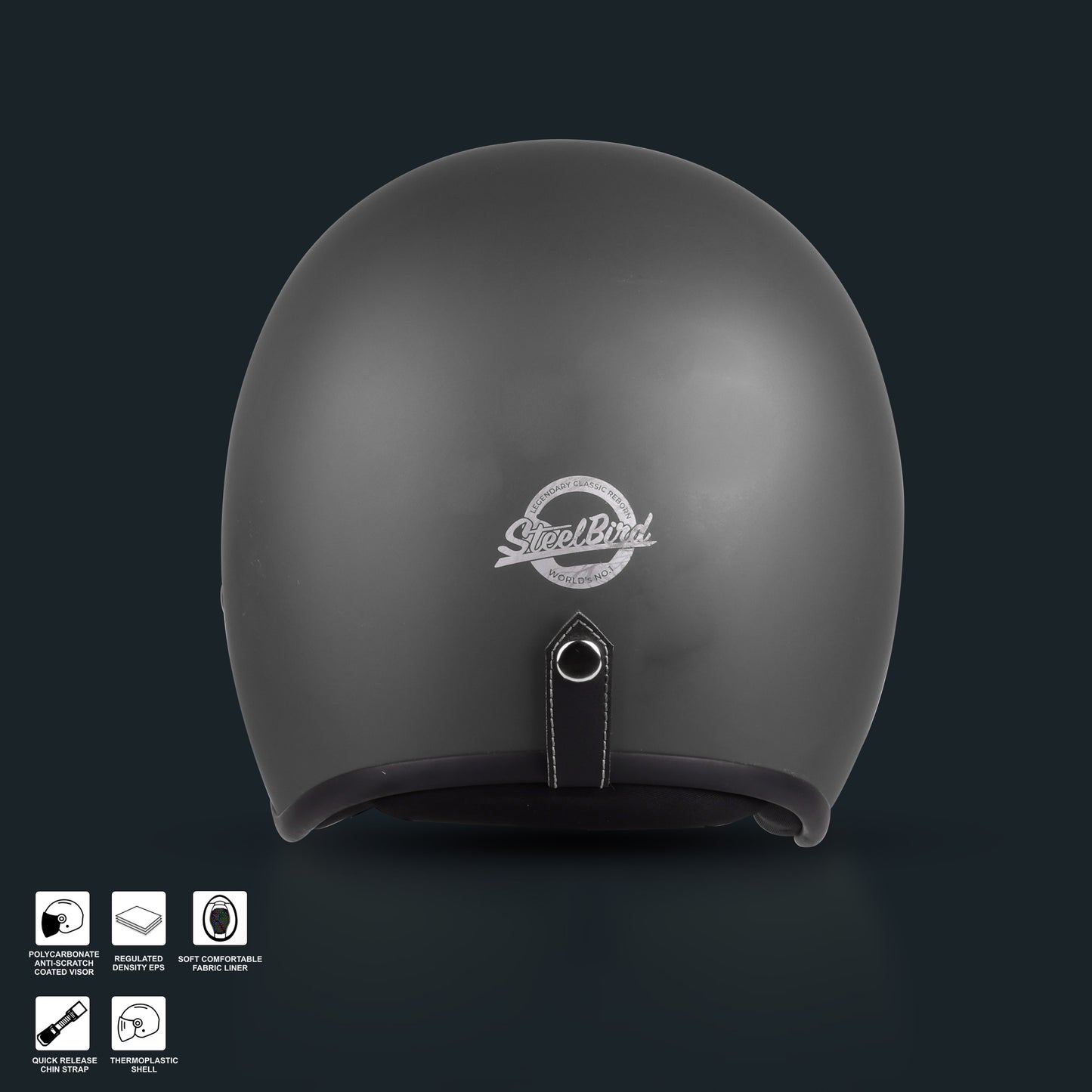 Steelbird SBH-55 Retro ISI Certified Open Face Helmet for Men and Women(Matt Honda Grey)