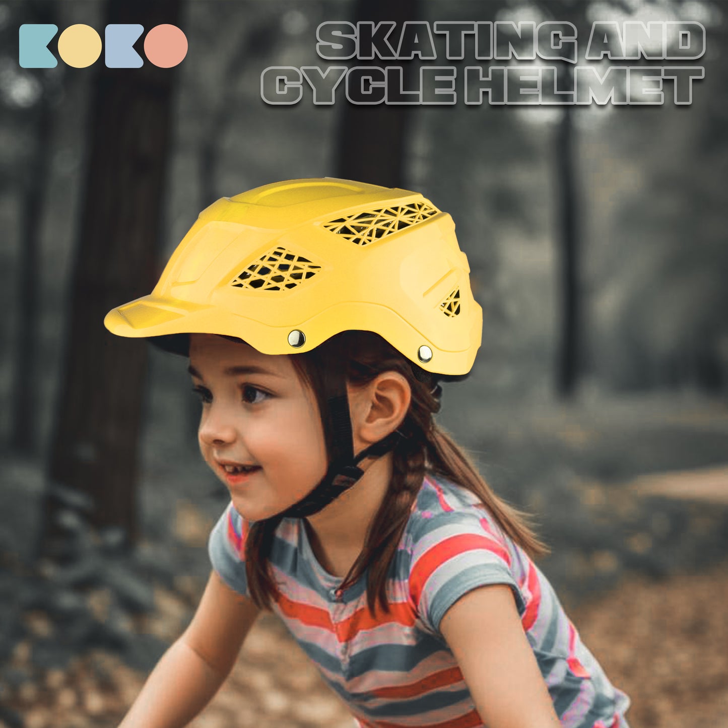 Koko Dragon Kids Skating & Cycling Helmet | Protective Gear for Boys & Girls (Yellow).
