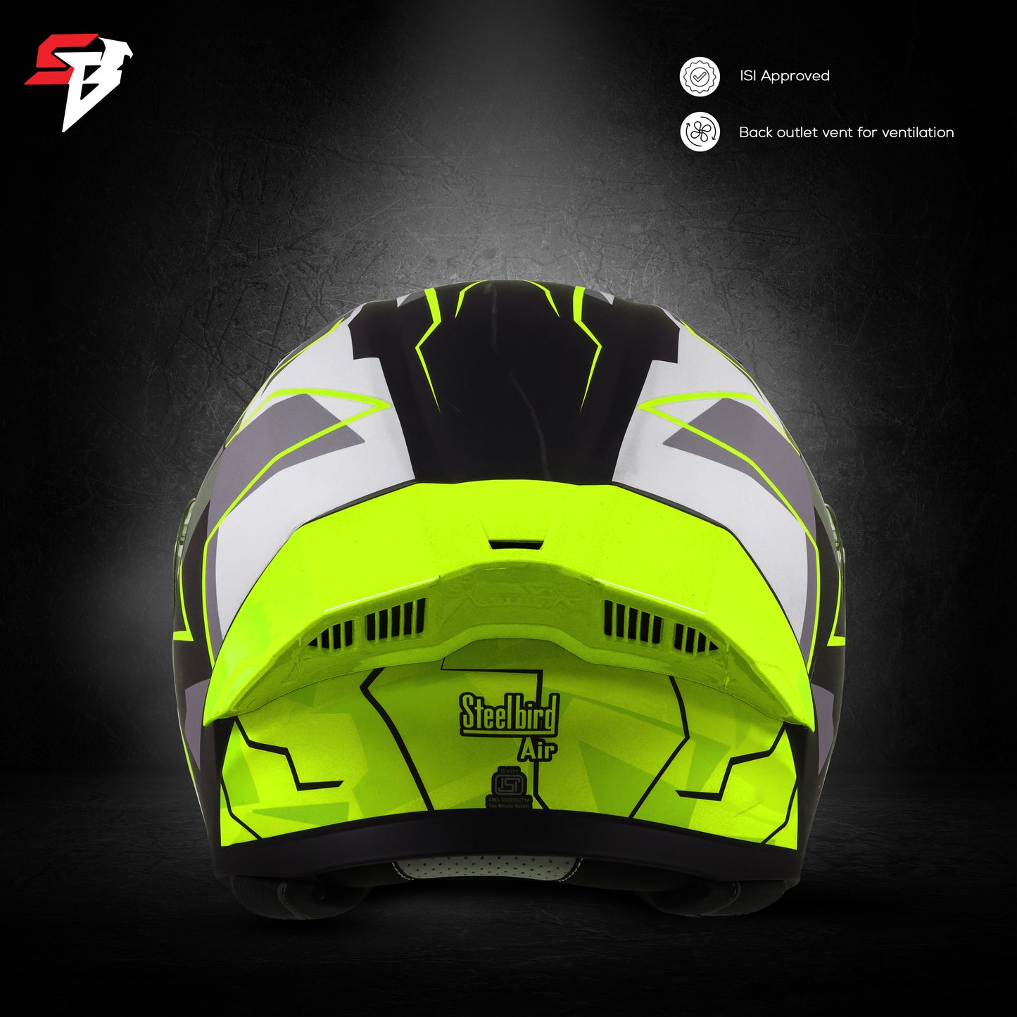 Steelbird SBA-20 09 ISI Certified Flip-Up Graphic Helmet for Men and Women with Inner Chrome Sun Shield .(Glossy Black Neon with Smoke Visor)