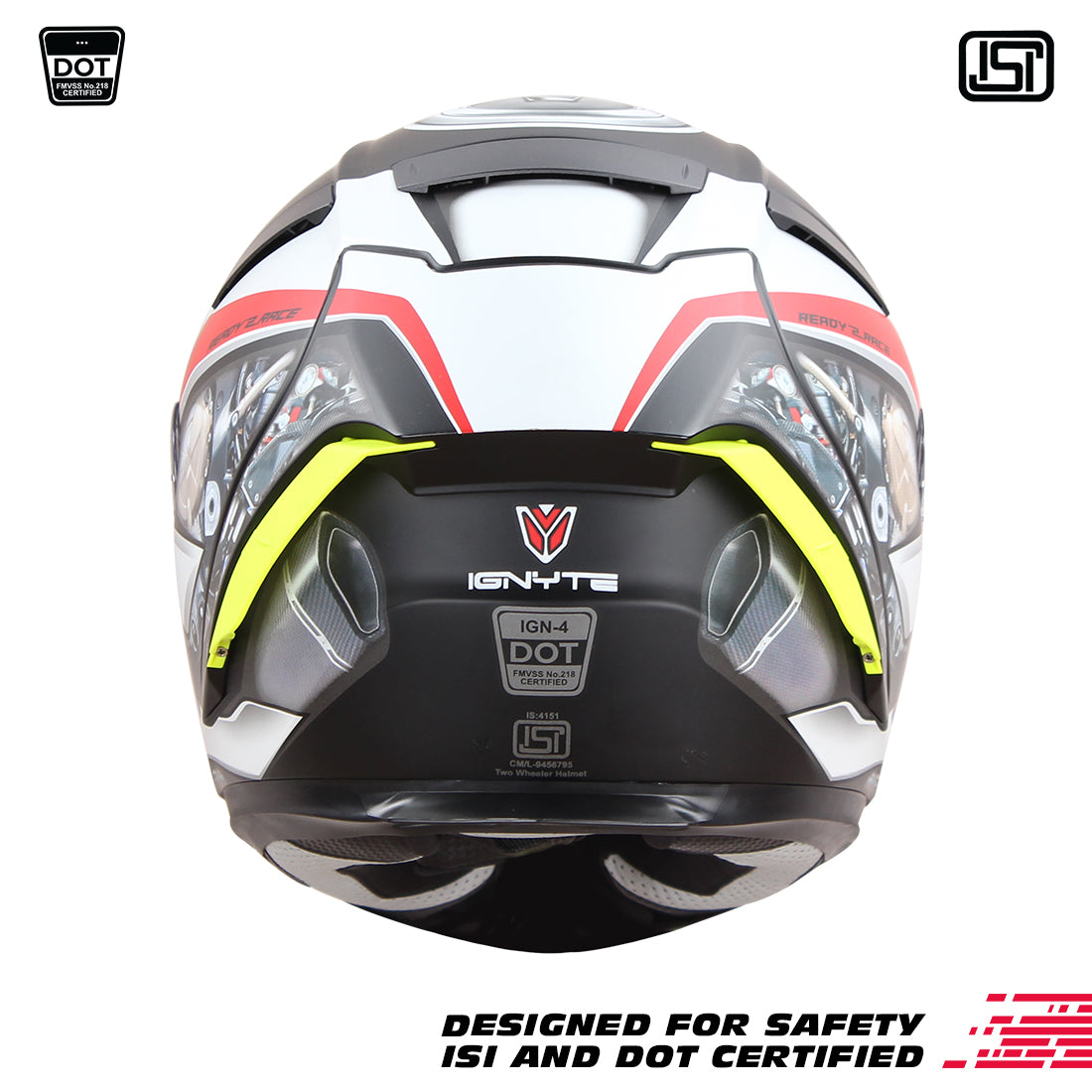 Ignyte IGN-4 Machine ISI/DOT Certified Full Face Graphic Helmet with Outer Anti-Fog Clear Visor and Inner Smoke Sun Shield (Glossy White Blue)