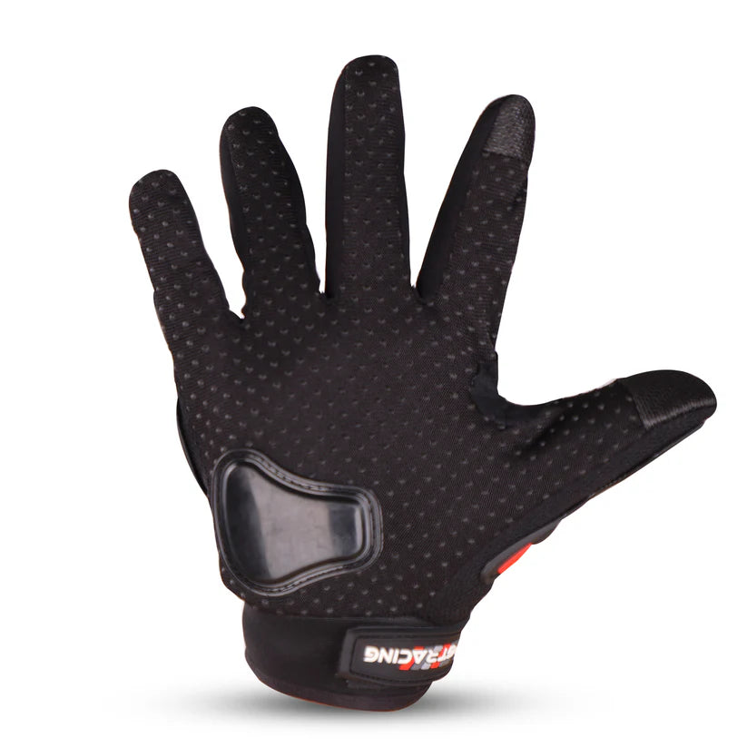Steelbird GT-01 Full Finger Bike Riding Gloves with Touch Screen Sensitivity at Thumb and Index Finger, Protective Off-Road Motorbike Racing (Red)