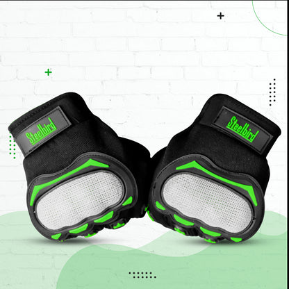 Steelbird Experience 1.0 Reflective Full Finger Bike Riding Gloves with Touch Screen Sensitivity at Thumb and Index Finger, Protective Off-Road Motorbike Racing (Black Green)