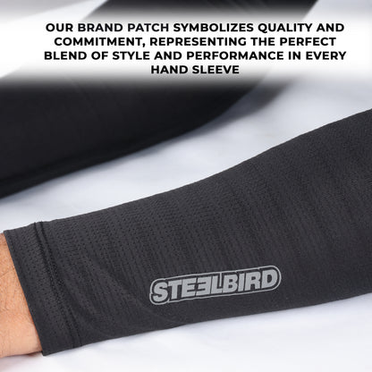 Steelbird Sarchu 1.0 Arm Sleeves Black Unisex for Sports, Running, Cricket, Bike Riding, Cycling, Basketball & Breathable (Sold as a Pair)