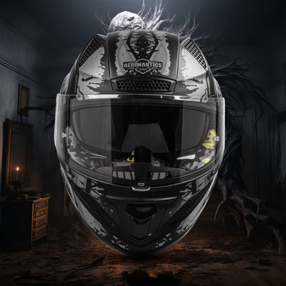 Steelbird SBH-25 Predator ISI Certified Full Face Graphic Helmet for Men and Women (Glossy Black Grey with Inner Smoke Sun Shield)