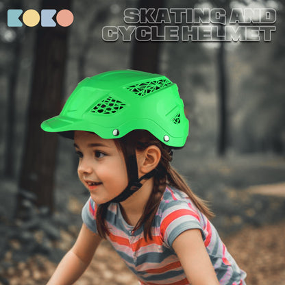 Koko Dragon Kids Skating & Cycling Helmet | Protective Gear for Boys & Girls (Green).