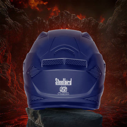 Steelbird SBH-25 Rudra ISI Certified Full Face Helmet for Men and Women Motorbike Helmet  (Glossy H.Blue)