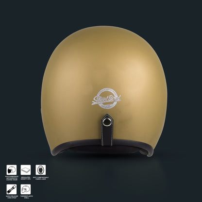 Steelbird SBH-55 Retro ISI Certified Open Face Helmet for Men and Women (Matt Desert Strome)
