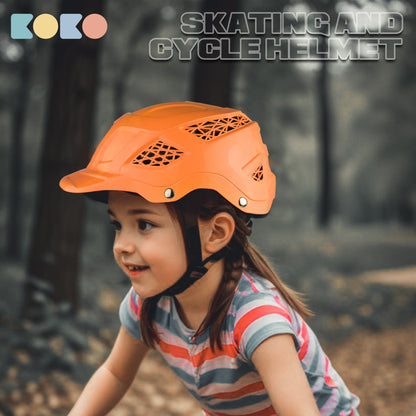 Koko Dragon Kids Skating & Cycling Helmet | Protective Gear for Boys & Girls (Orange).