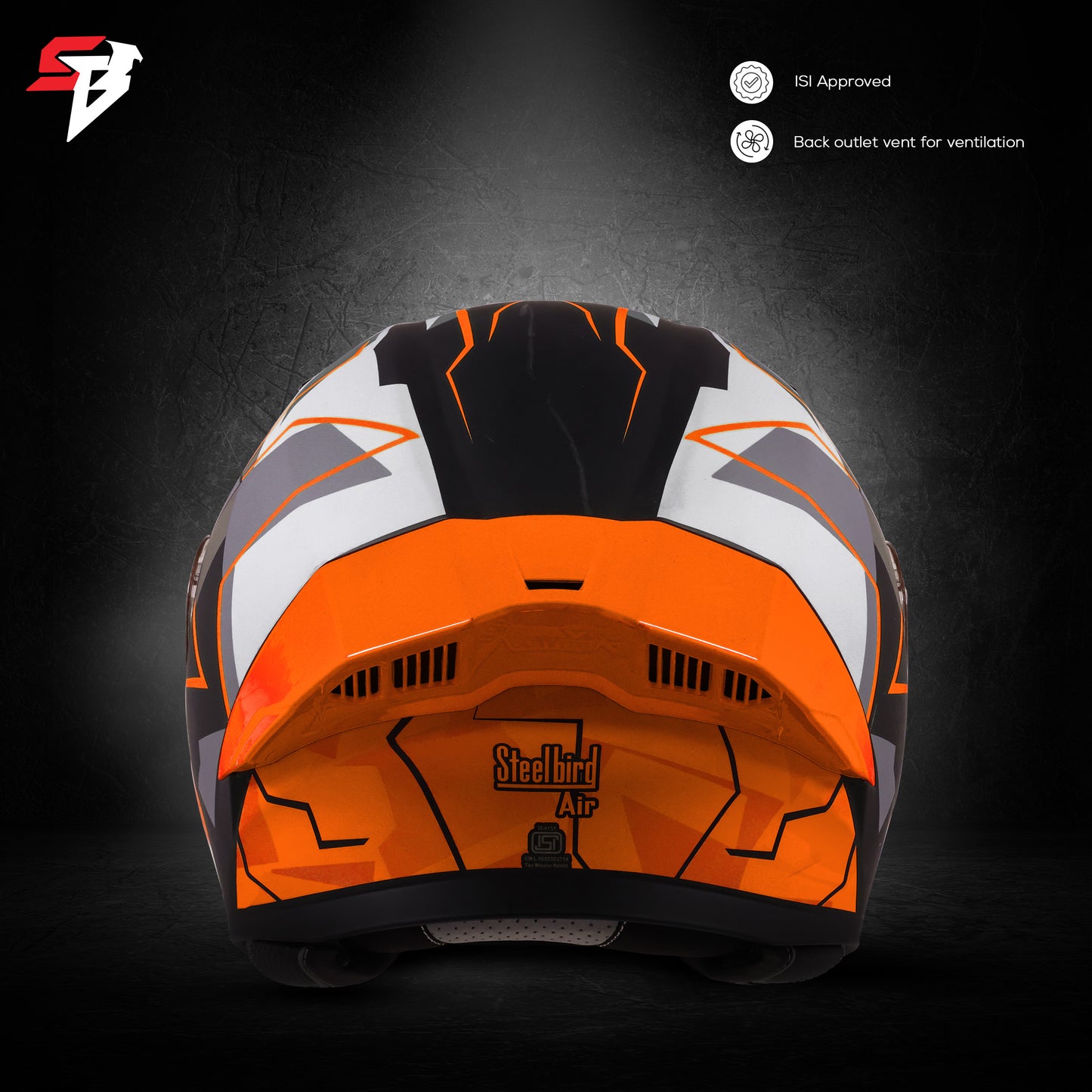 Steelbird SBA-20 09 ISI Certified Flip-Up Graphic Helmet for Men and Women with Inner Chrome Sun Shield .(Glossy Black Orange with Smoke Visor)