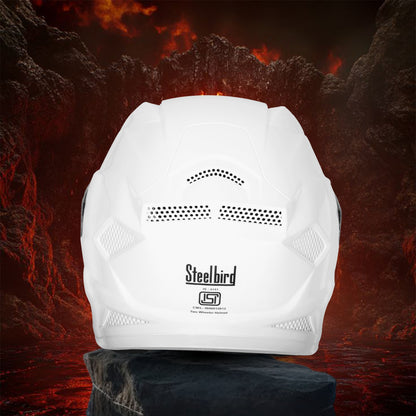 Steelbird SBH-25 Rudra ISI Certified Full Face Helmet for Men and Women Motorbike Helmet  (Glossy White)
