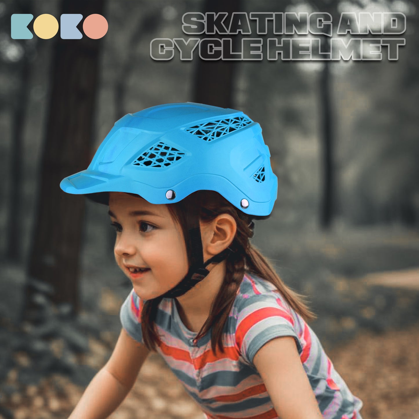 Koko Dragon Kids Skating & Cycling Helmet | Protective Gear for Boys & Girls (Sky Blue).