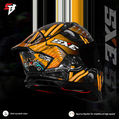 Steelbird SBH-61 SXE X2 Pinlock ISI and Dot Certified Full Face Helmet for Men and with Inner Silver Sunshield (Glossy Black Neon with Smoke Visor)