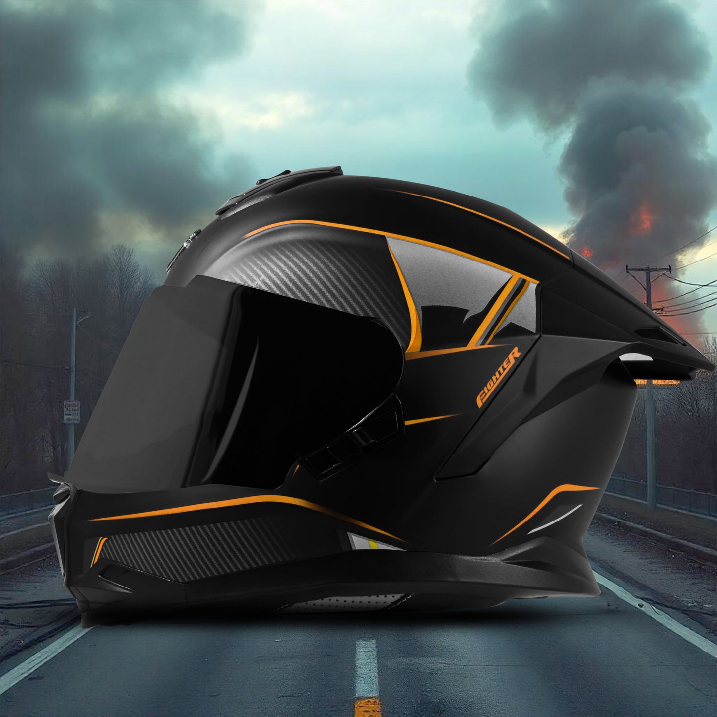 Steelbird SBH-57 Carbon Fighter ISI and DOT Certified Full Face Helmet for Men and Women with Inner Chrome Sun Shield.