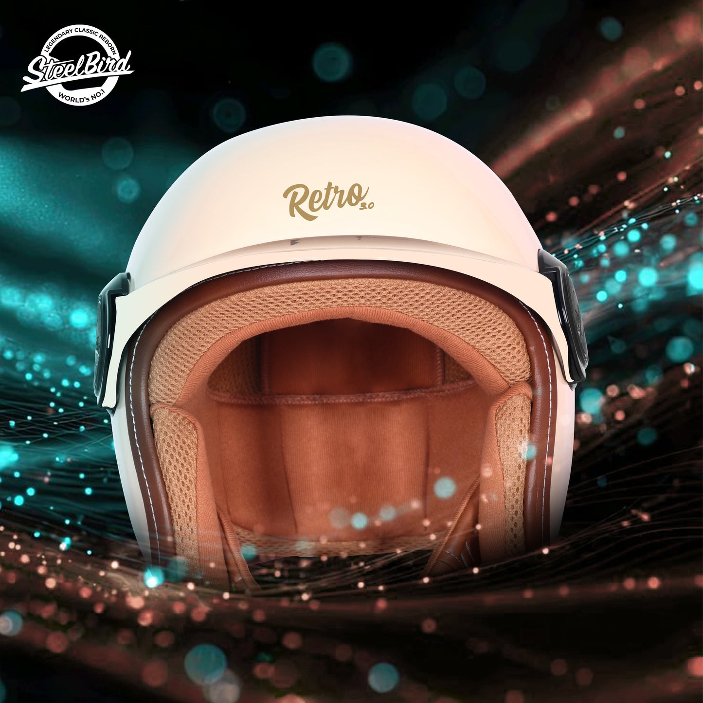 Steelbird SBH 65 Retro 3.0 DOT and ISI Certified Open Face Helmet for Men and Women . (Glossy Coral Peach)