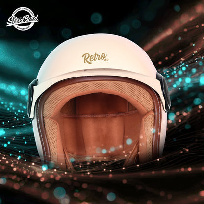 Steelbird SBH 65 Retro 3.0 DOT and ISI Certified Open Face Helmet for Men and Women . (Glossy Coral Peach)
