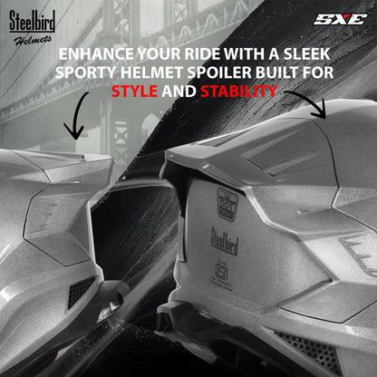 Steelbird SBH-61 SXE ISI and Dot Certified Full Face Helmet for Men with Inner Silver Sunshield . Clear With Chrome Visor.