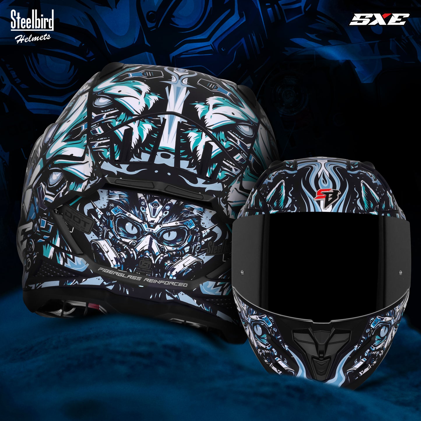 Steelbird SBH-61 SXE Pinlock X1 ISI and Dot Certified Full Face Helmet for Men with Inner Silver Sunshield . Anti Fog Visor.